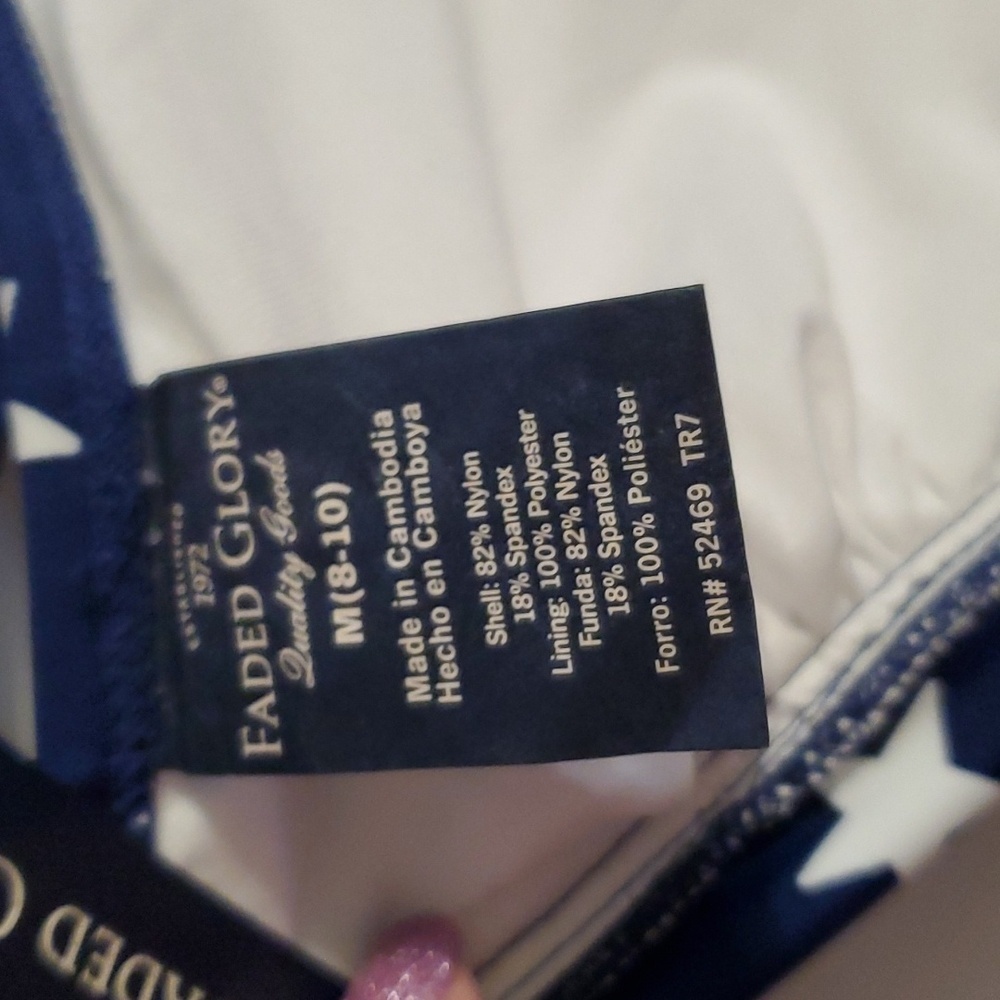 Nwt faded glory blue with stars bikini top women's size med - Picture 3 of 4